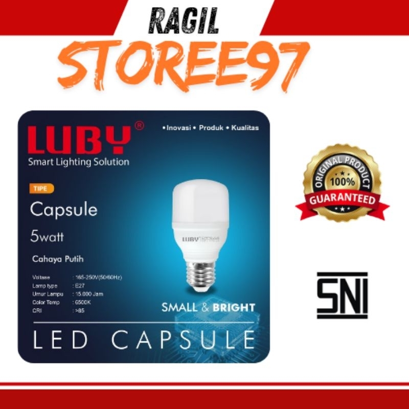 Lampu LED Luby Capsule 5w Warna Putih LED tabung kotak LED T Bulb Luby Capsule 5w