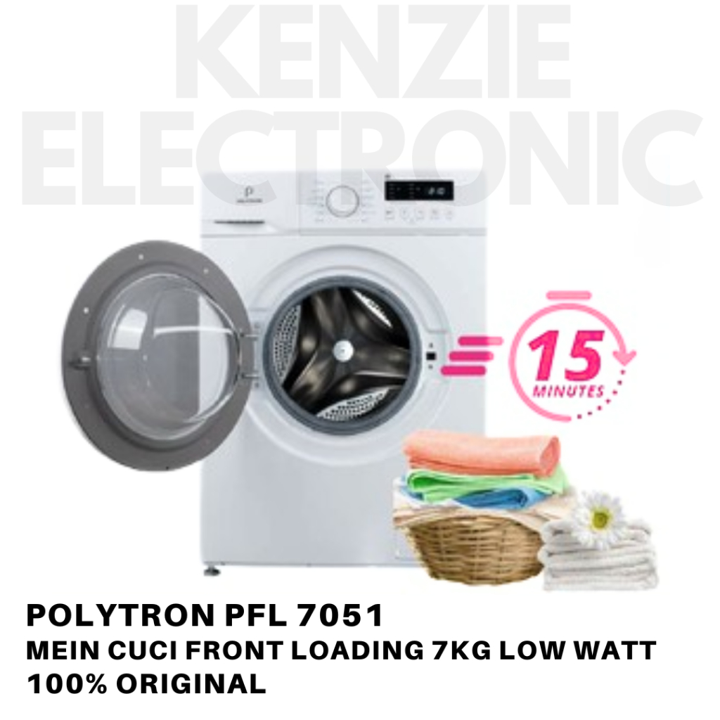 POLYTRON PFL 7051 mesin cuci front loading 7kg low watt pfl7051