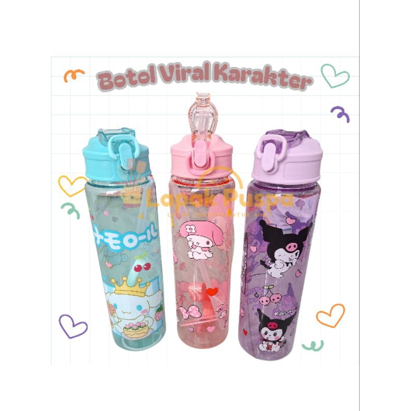 1 pcs botol minum viral karakter lucu ukuran 2 liter