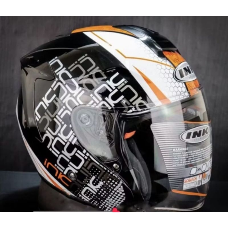HELM INK DYNAMIC SERI #4 BLACK/ORANGE ORIGINAL Full motif