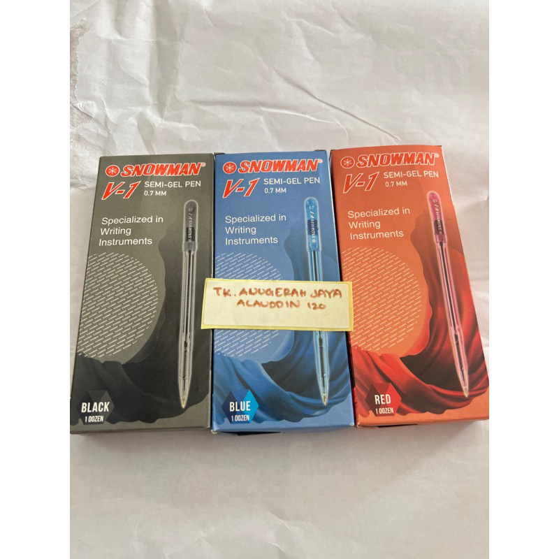 

[1 LUSIN / 12 PCS ] PULPEN SNOWMAN V-1 SEMI GEL PEN 0.7 MM