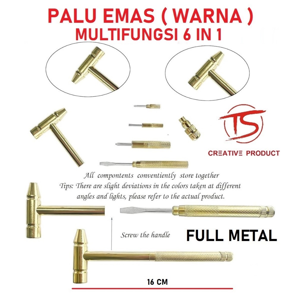Palu Emas ( Warna ) Multifungsi 6 In 1 Palu Silver ( Warna ) Palu Multifungsi Obeng Multifungsi