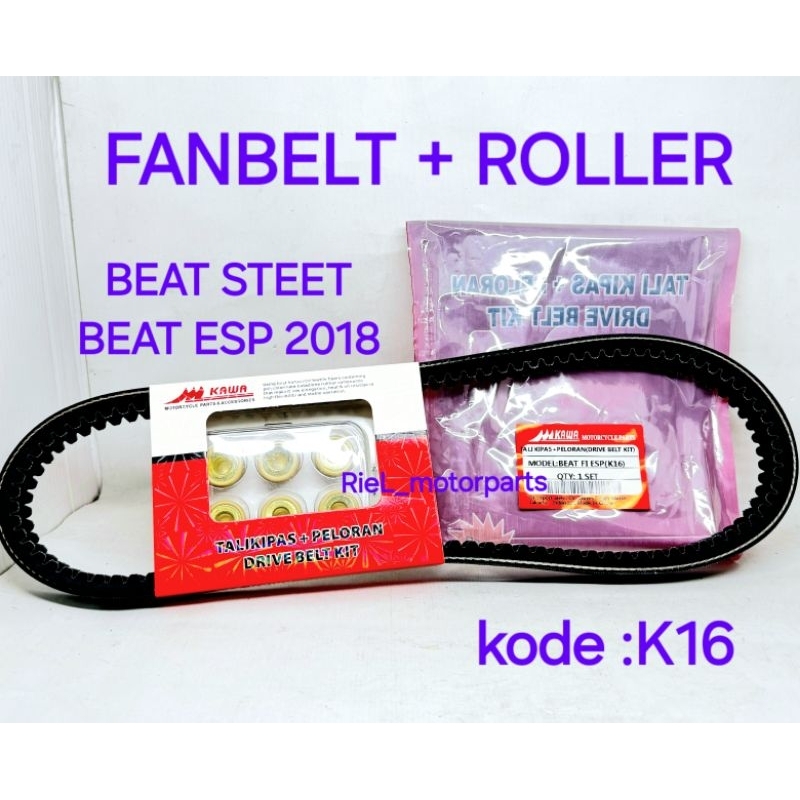 Fanbelt + Roller (KW) BEAT STREET / BEAT ESP 2018 fan belt vanbelt panbel v-belt KAWA