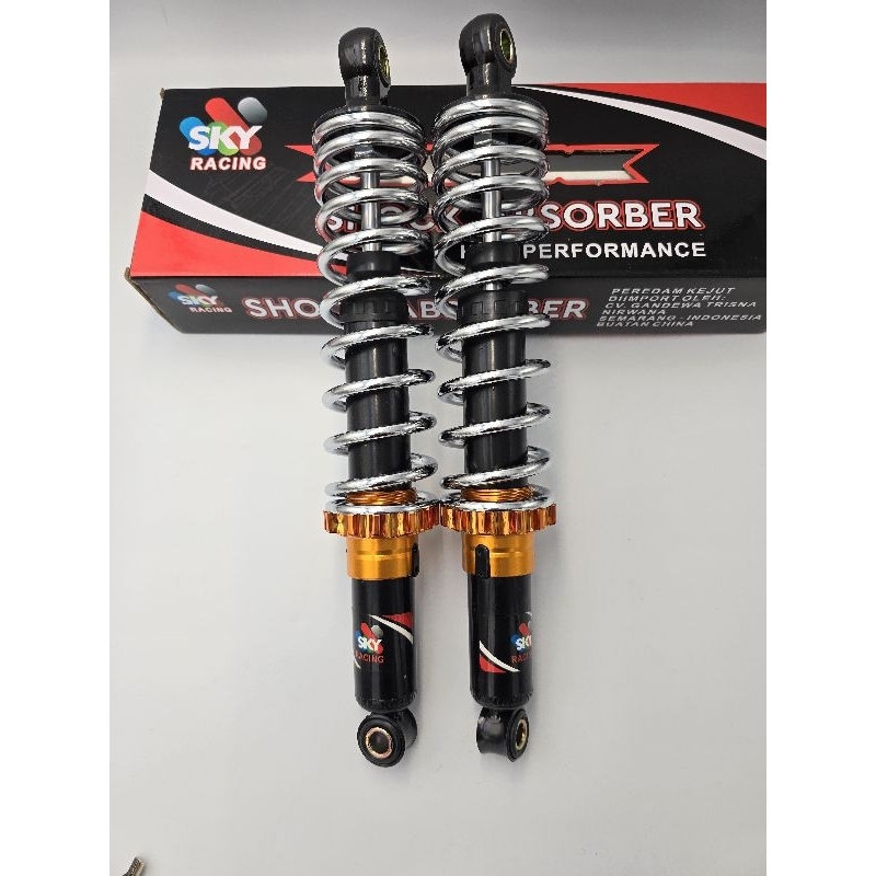 Shockbreaker Belakang Motor Bebek 340MM dan 280MM Chrome - Gold - Shock Motor Bebek 340MM 280MM