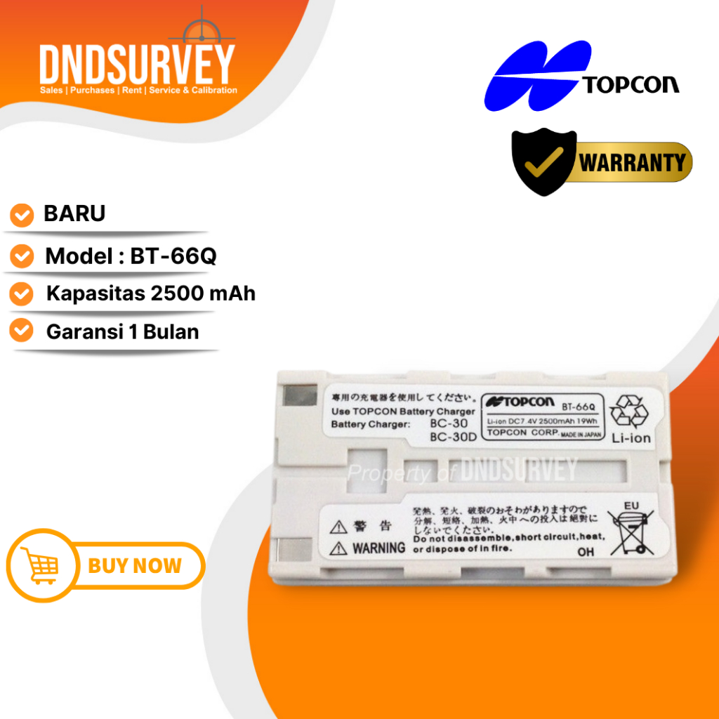 Baterai Total Station Topcon GRS-1 ES-600G RC-3 FC-200 GPT-7500 GPT-9000 tipe BT66Q BT-66Q