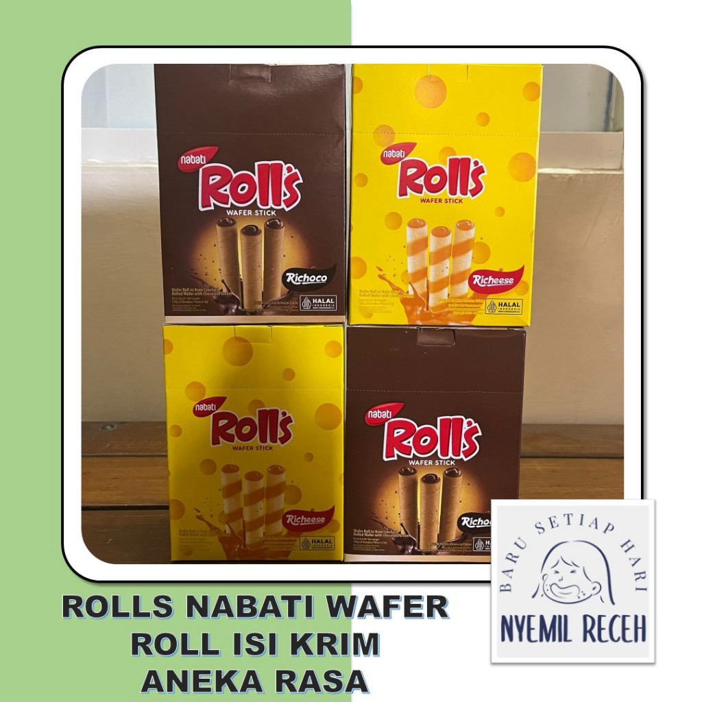

Rolls Nabati Wafer Roll Krim Aneka Rasa Isi 20pcs x 6gr