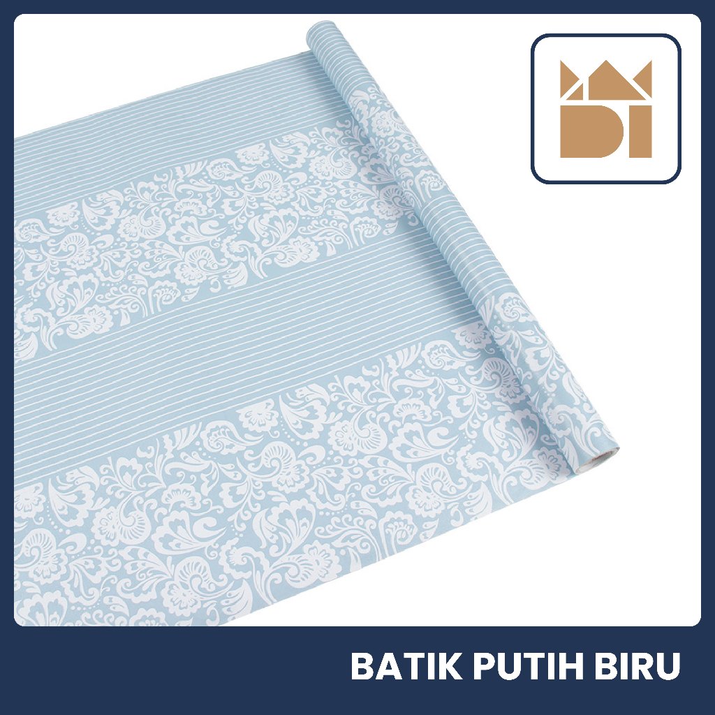 Adipati Dinding Interior - Wallpaper Dinding Batik Putih Biru | Wallpaper Stiker Dinding Motif Batik