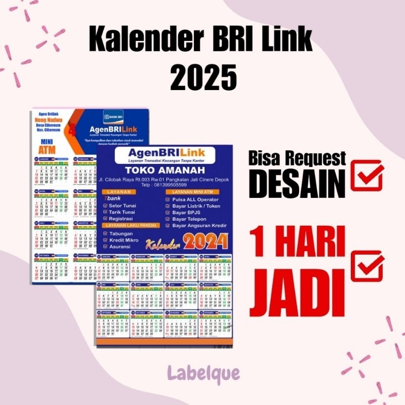 1 HARI JADI - Kalender Dinding Agen Brilink 2025 BRI Custom