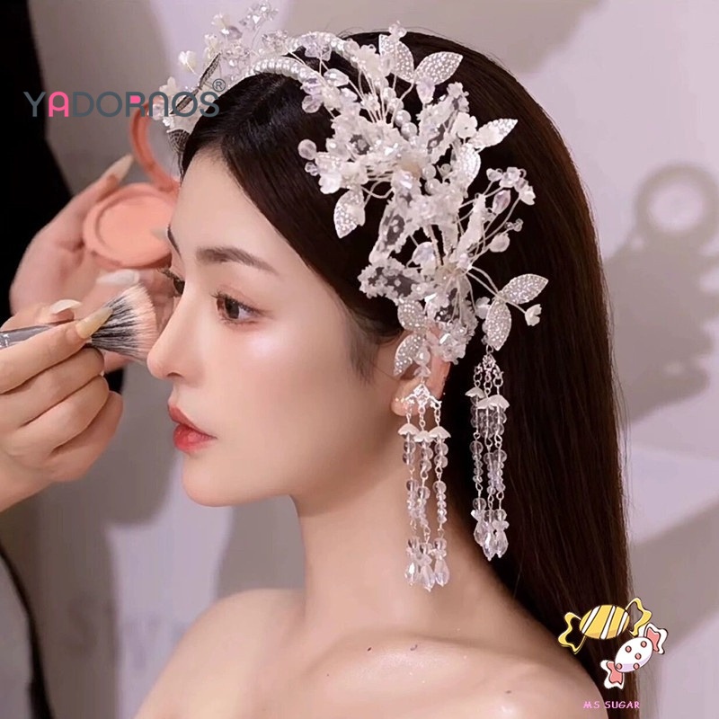 Yemdiskot - Ikat Kepala Kristal Mutiara Elegan Aksesoris Hijab & Pengantin Korea Yadornos