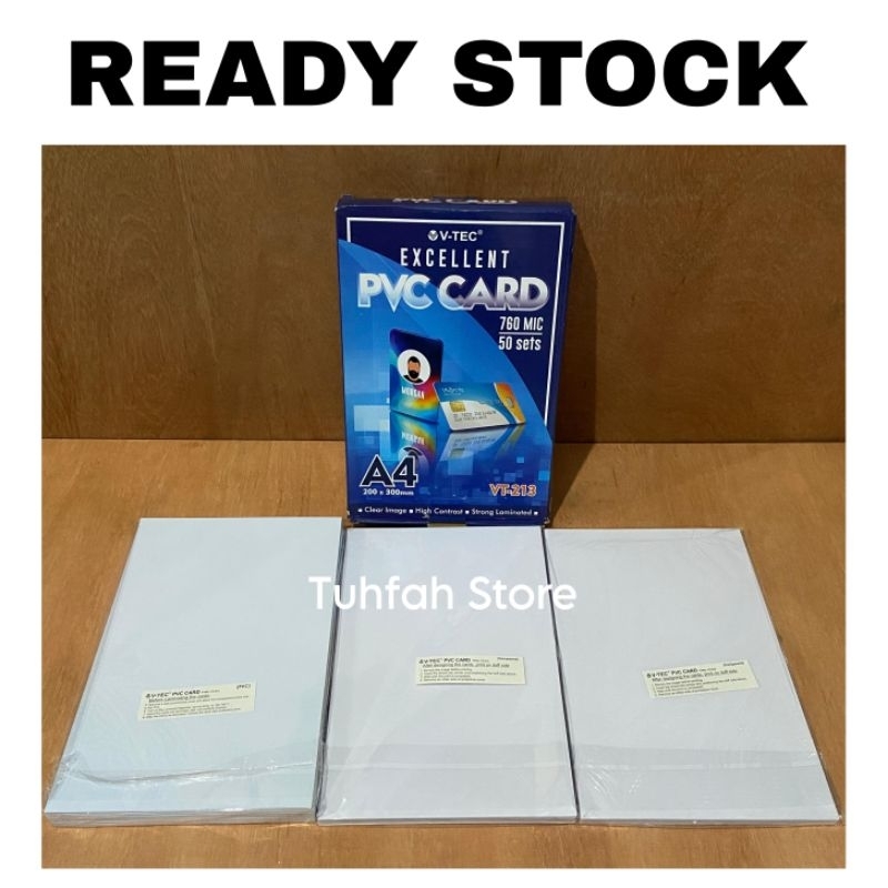 

READY Kertas PVC Id Card VTEC Isi 50 Lembar Baru Kertas Plastik Plong ID Card