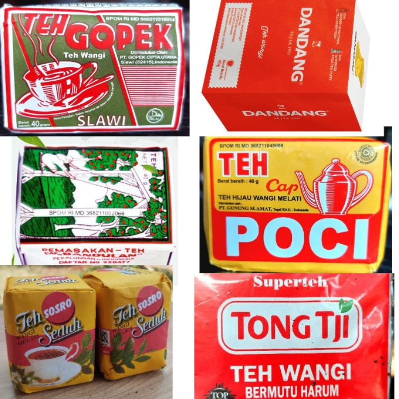 

TEH TONG TJI/ TEH DANDANG MERAH/ TEH GOPEK/TEH POCI/TEH SOSRO/TEH BANDULAN TEH TUBRUK Teh Racikan