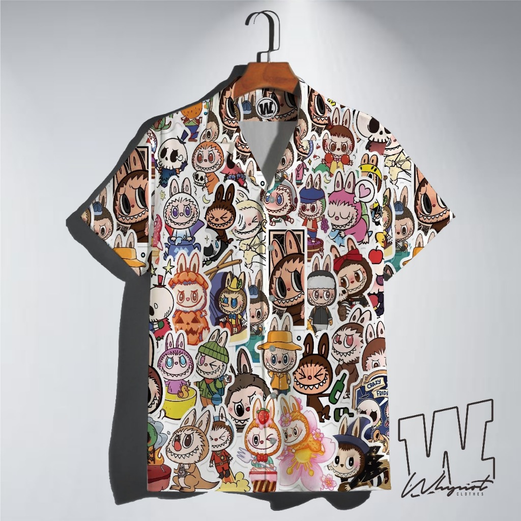 WHYNOT - Kemeja FullPrint Motif Abstrak Labubu Full Color - KEMEJA PRIA DAN WANITA