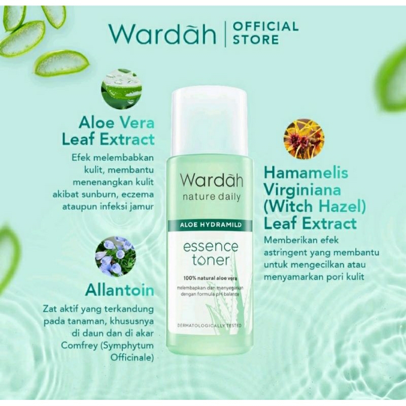 Wardah Toner Essence Nature Daily Aloe Hydramild 100ml 5in1 Essenses Mask Masker Wajah Face Mist