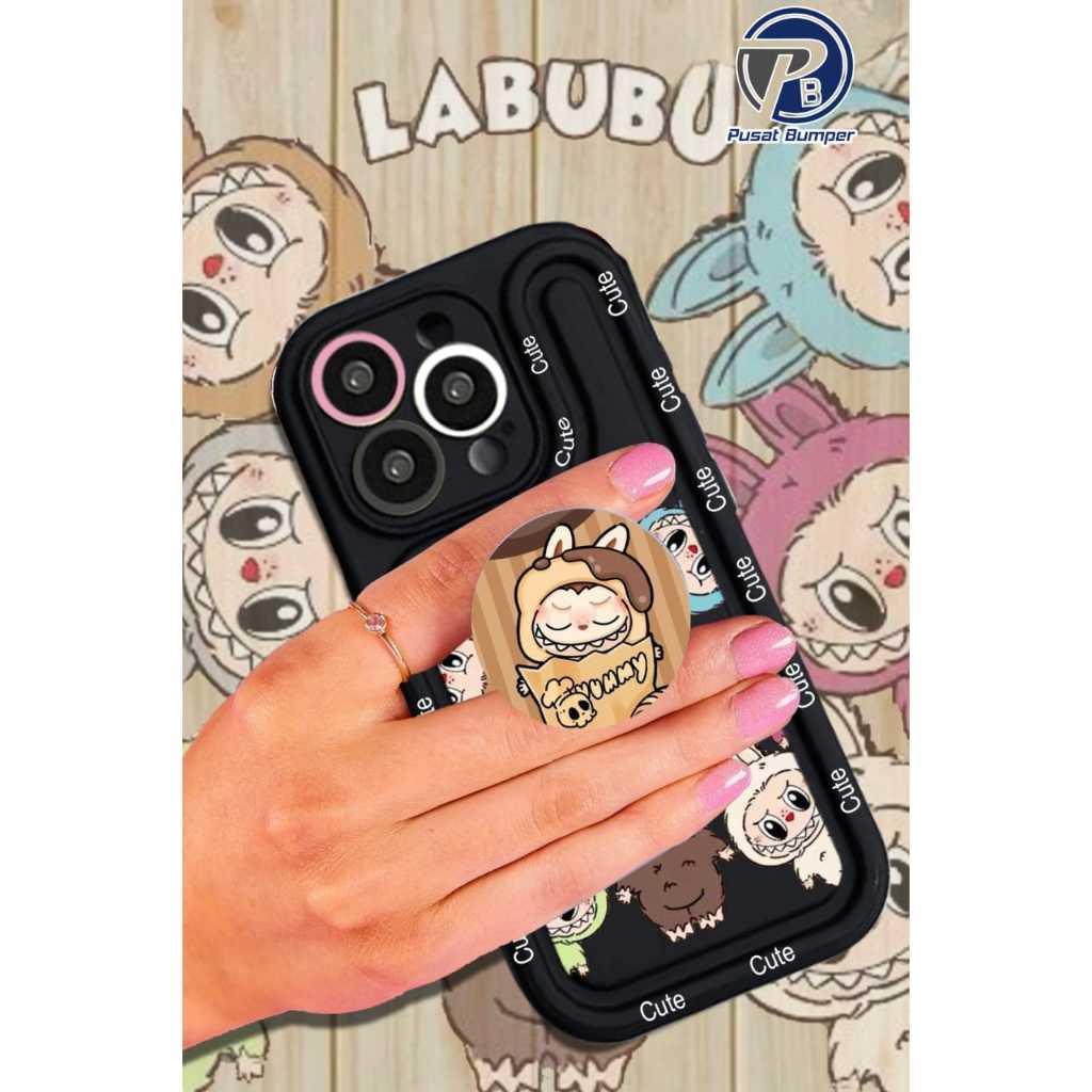 SSP007 Paket Hemat Popsocket + Labubu Double Side Case Cute Silikon Softcase Casing Hp Compatible Fo