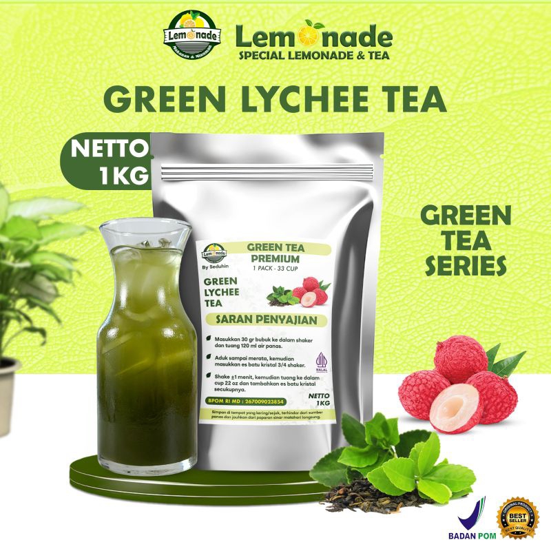 

Green Tea - Lychee - Teh Hijau 1KG / Bubuk Minum Premium