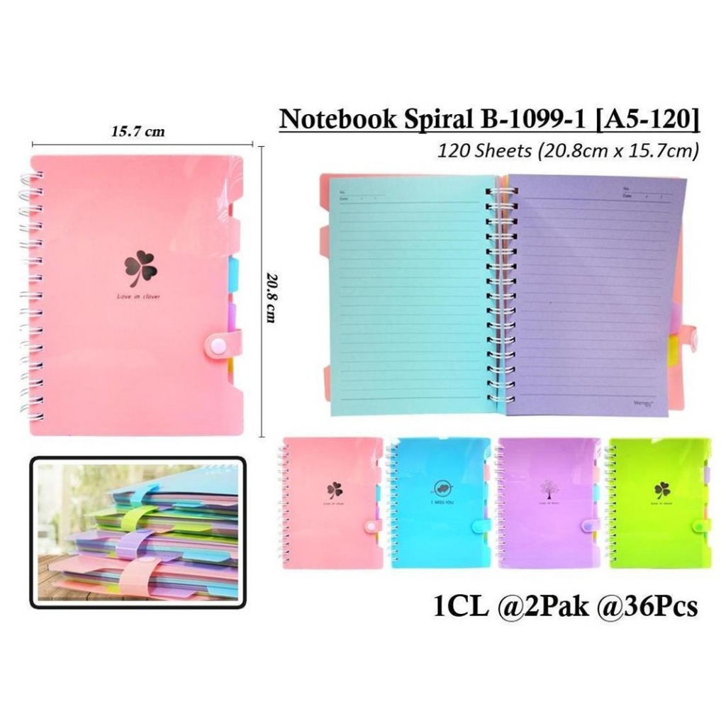 

WENGU NOTEBOOK SPIRAL RING INDEX KANCING - BUKU CATATAN SPIRAL 120 LEMBAR B1099-1-A5