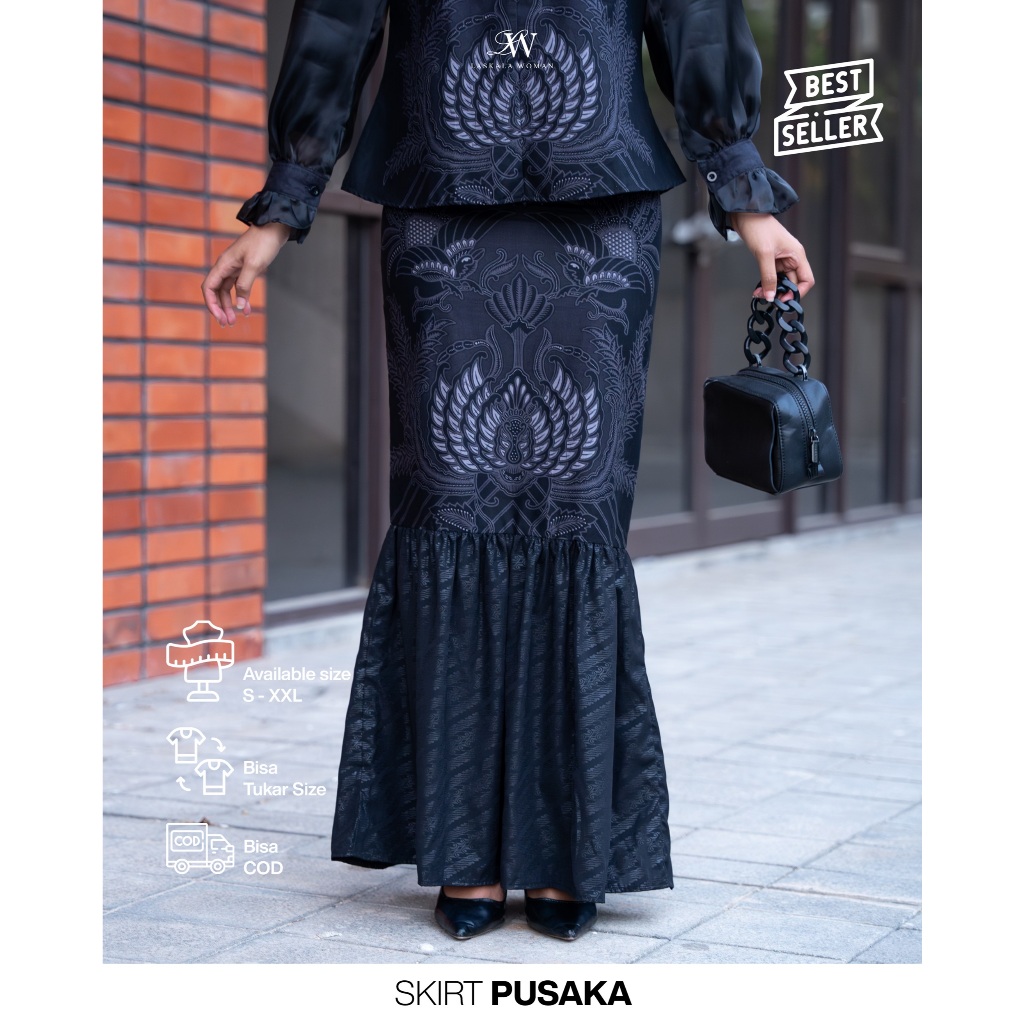 Laskala X IVOR Pusaka Skirt Rok Batik Hitam Panjang