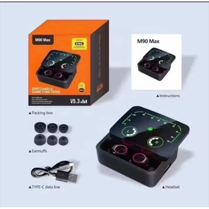 HEADSET HANDSFREE BLUETOOTH TWS M90 MAX POWERBANK M-90 DIGITAL