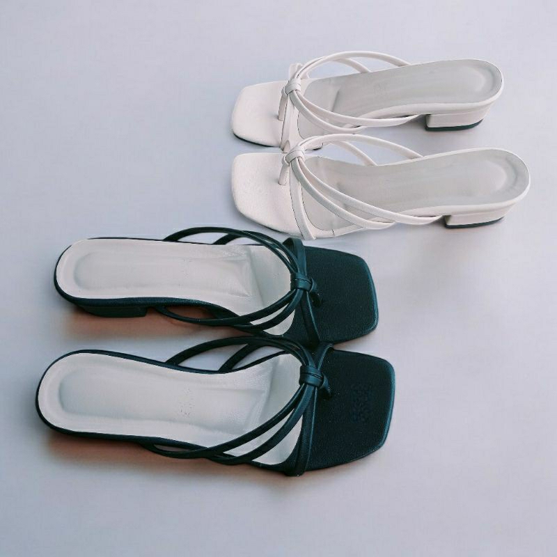 sandal wanita hak 3cm jepit tali