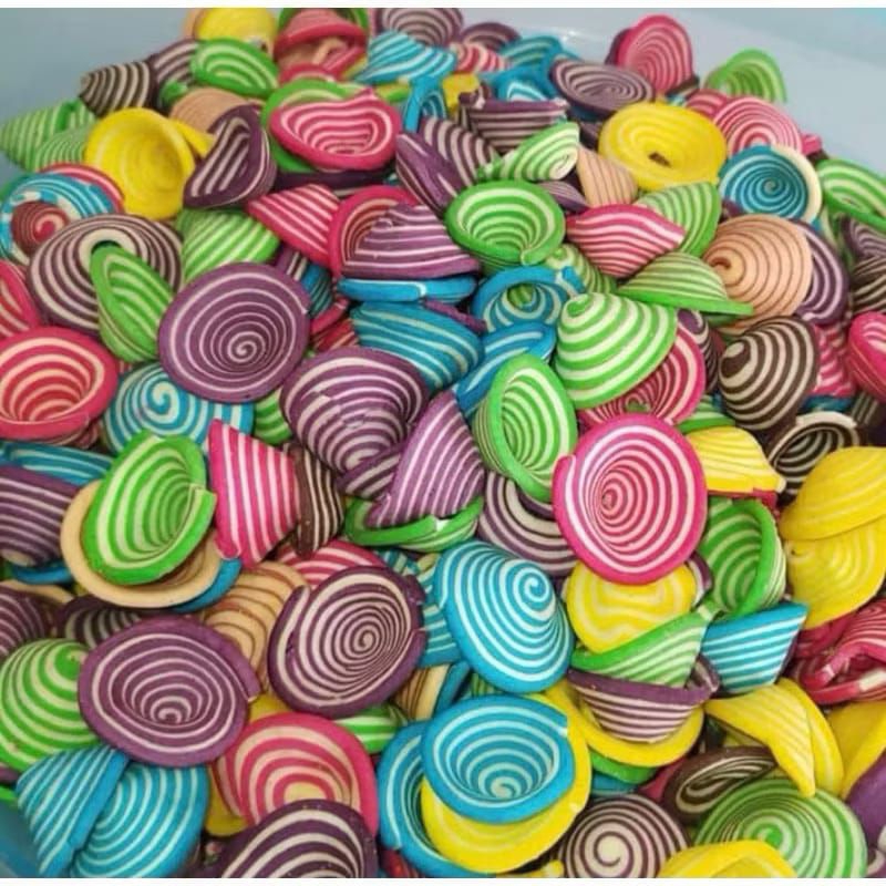 

cemilan snak kuping gajah warna warni