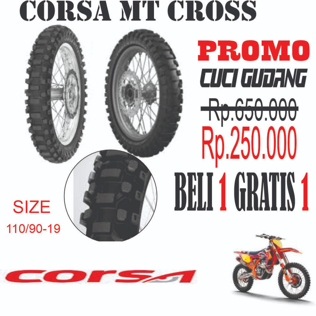 Ban Motor Trail Murah CORSA MT-CROSS 110/90-19 Sport Tubetype Original Ring 19