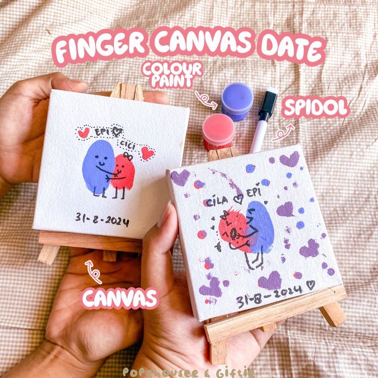 

KODE A9H2 FINGER CANVAS DATE SET PACAR TEMAN ANAK HAMPERS HADIAH COUPLE IDEAS KADO KEGIATAN PASANGAN PACAR DIY LUKIS SOUVENIR PAJANGAN