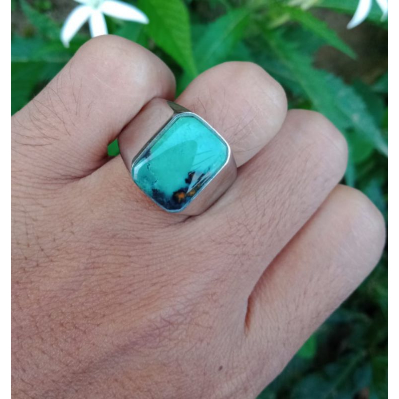 Cincin bacan kembang kotak natural elegan