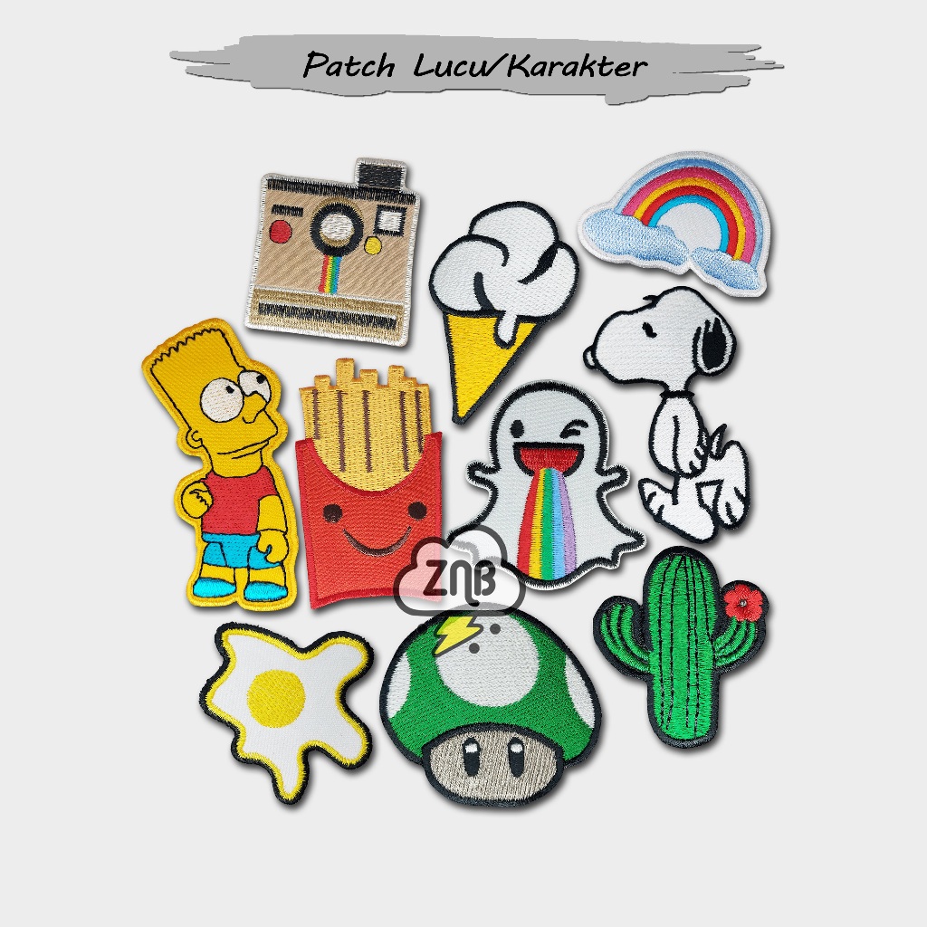 Patch bordir Lucu Emblem bordir karakter tempelan aksesoris iron patch stiker lucu back patch bordir