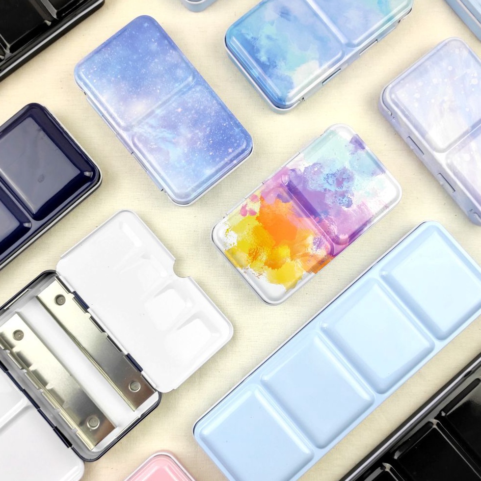 

KODE F6S4 Empty Metal Watercolor Paint Palette Tin Box