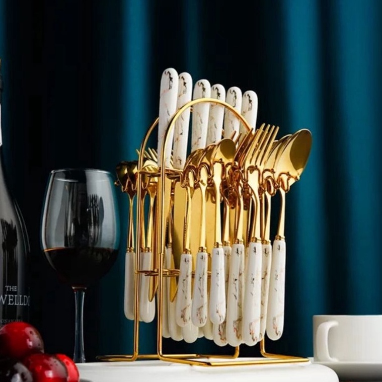 Kirim Terpercaya Aveline Sendok Set Sultan  Sendok Gold  Egg Spoon Gold  Stainlees Steel  Sendok Gol