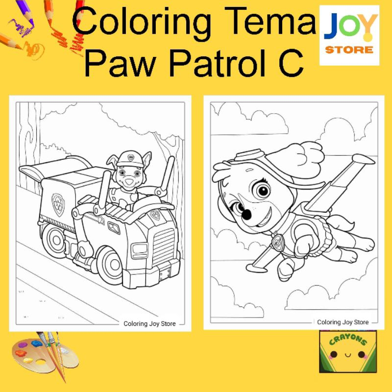 

Kertas Gambar Mewarnai ukuran A4 dan A5 150 gsm - Coloring Paper Tema Paw Patrol C Toko Joy Store