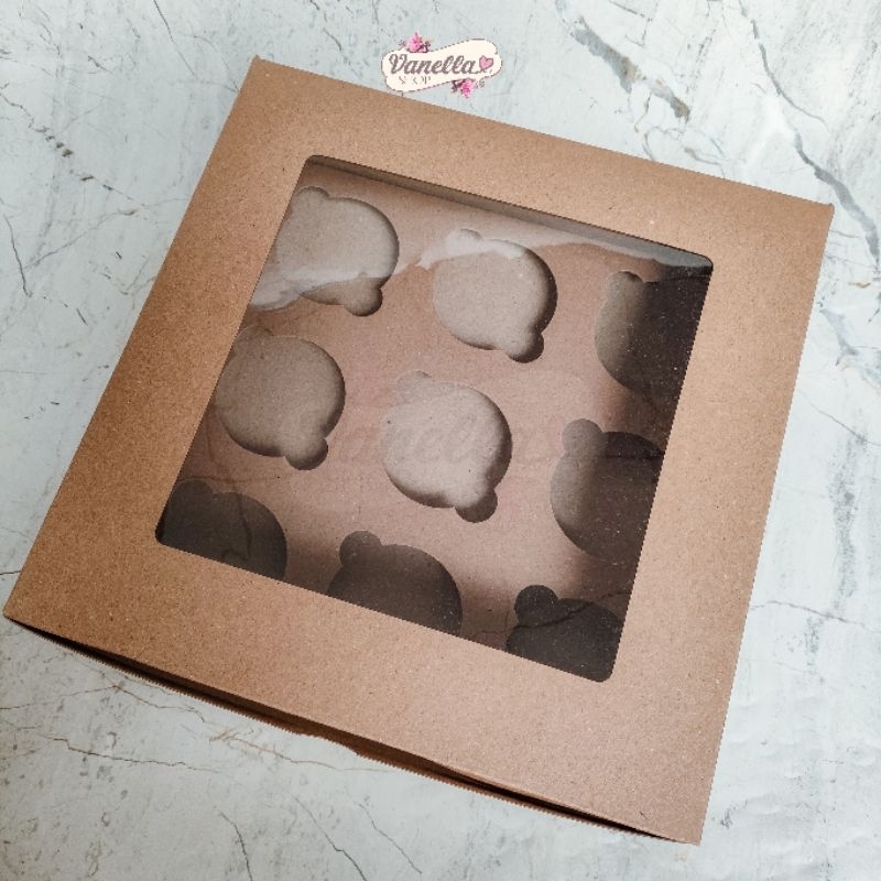 

Kotak Dus Box 25cm Cupcake Muffin Pudding isi 9