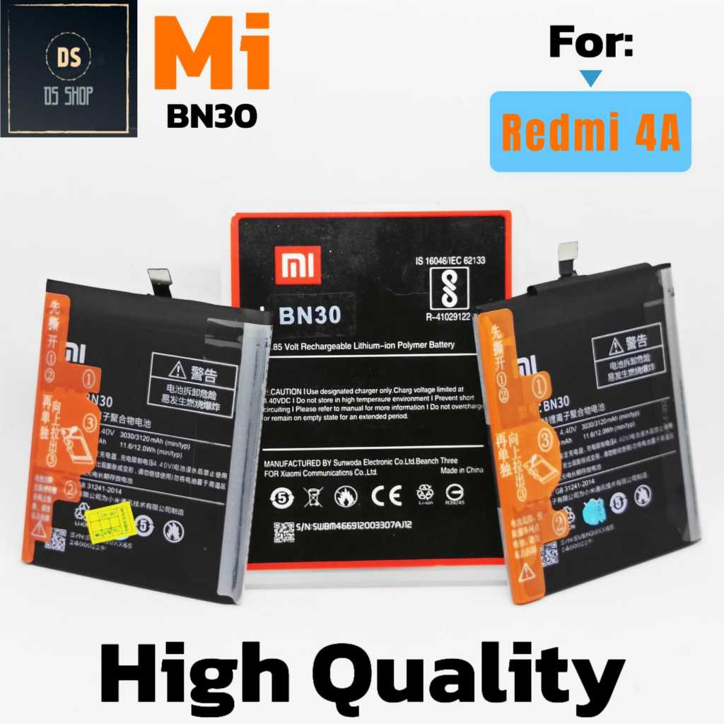Baterai HP Xiaomi Xiomi Redmi 4A Mi4A Mi 4A BN30 BN 30 BN-30 Batre Batrai 100%