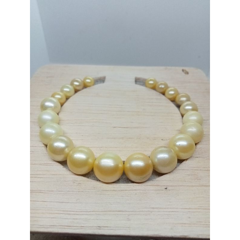 gelang full mutiara air laut gold grade A+ gelang mutiara air laut