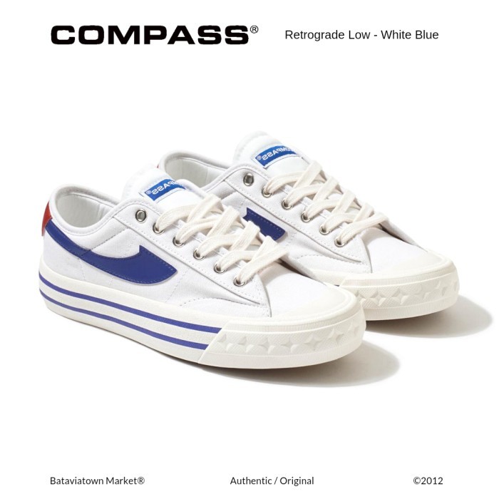 MURAH Sepatu Compass Gazelle Low Black White / White Blue / White Red / Cream / Black Gum|Spatu Snea