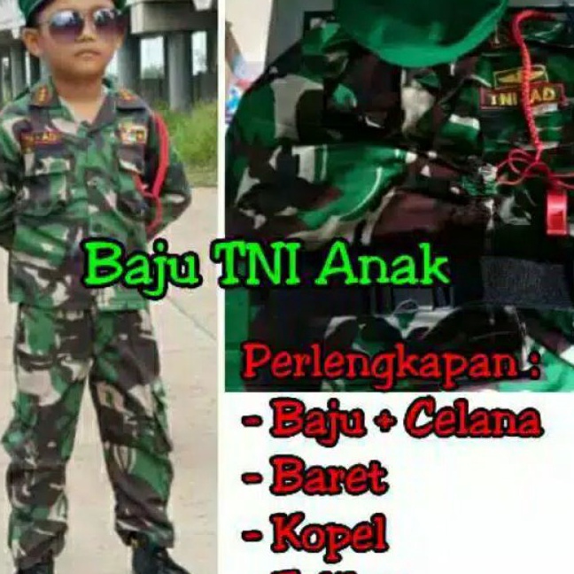 HJ6 Baju Tentara Anak Laki LakiSeragam Tni Anak PocilKostum Profesi anak Tni AD