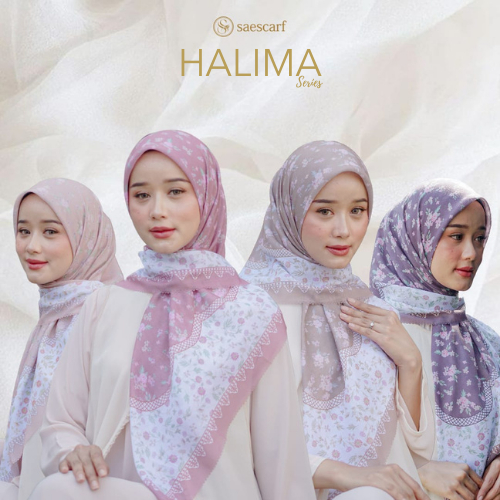 Kerudung Segiempat Printing  Terbaru Motif HALIMA Jilbab Voal Sublime Premium Digital Laser Cut by S