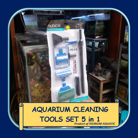 PERLENGKAPAN AQUARIUM - ALAT PEMBERSIH KACA AQUARIUM / AQUARIUM CLEANING TOOLS SET 5-in-1 (NUBIOS)