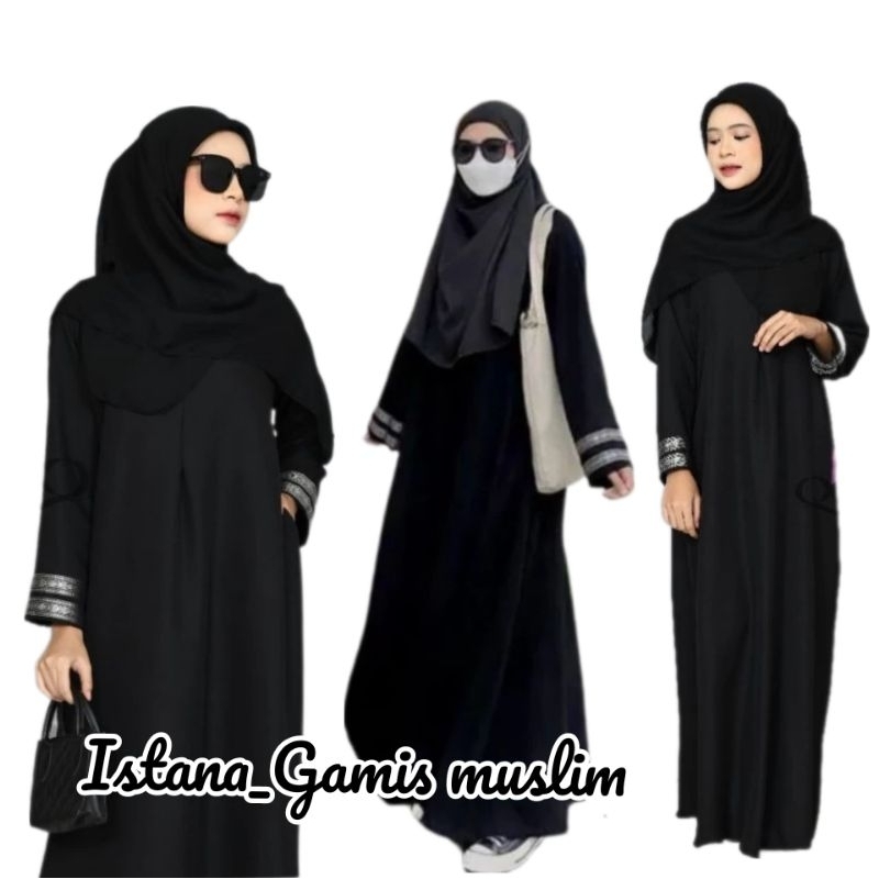 Gamis Modren abaya Hitam zetblack/Gamis Polos busui friendly wolfis premium/Gamis Polos Abaya Lengan
