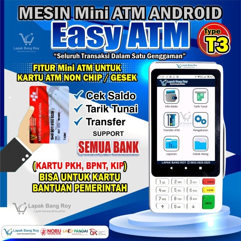 MESIN EDC Android EasyATM (Mesin Untuk USAHA Anda) NFC, Sim4G, Wifi.