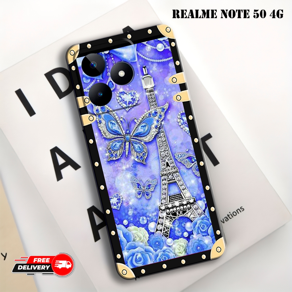 Casing Hp cocok untuk REALME NOTE 50 4G Terbaru - Softcase Fashion Case Butterfly Bingkai - Type Lai