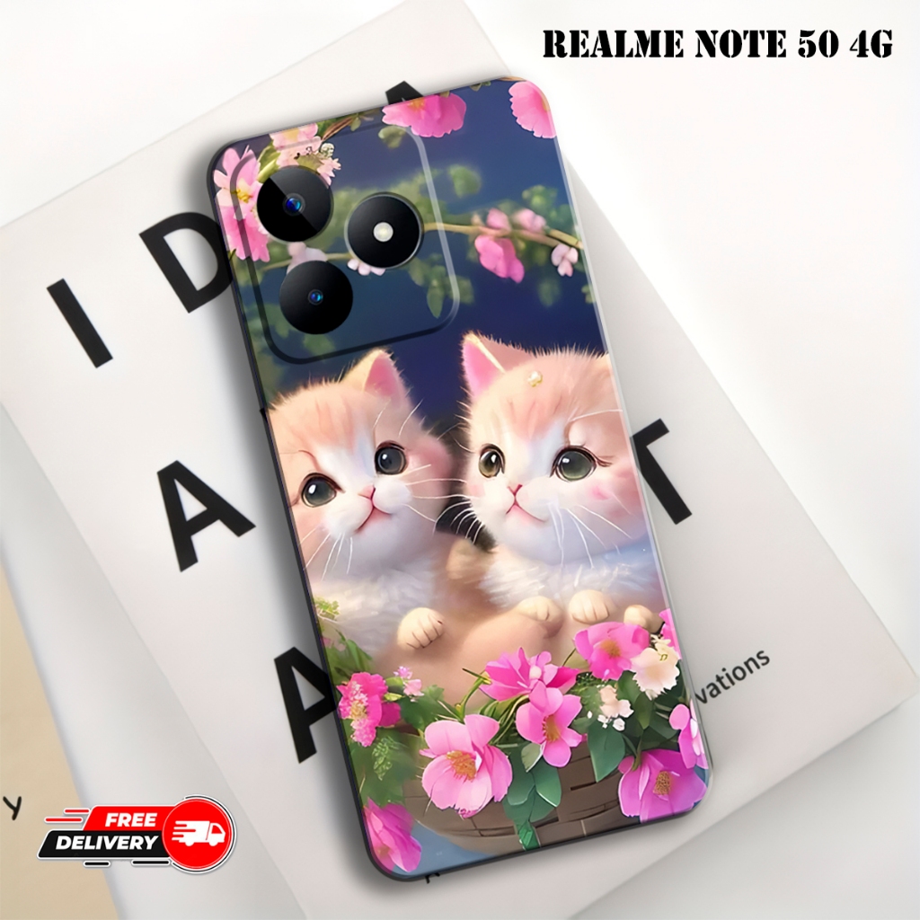Casing Hp cocok untuk REALME NOTE 50 4G Terbaru - Softcase Fashion Case Kucing Cute - Type Lain Via 