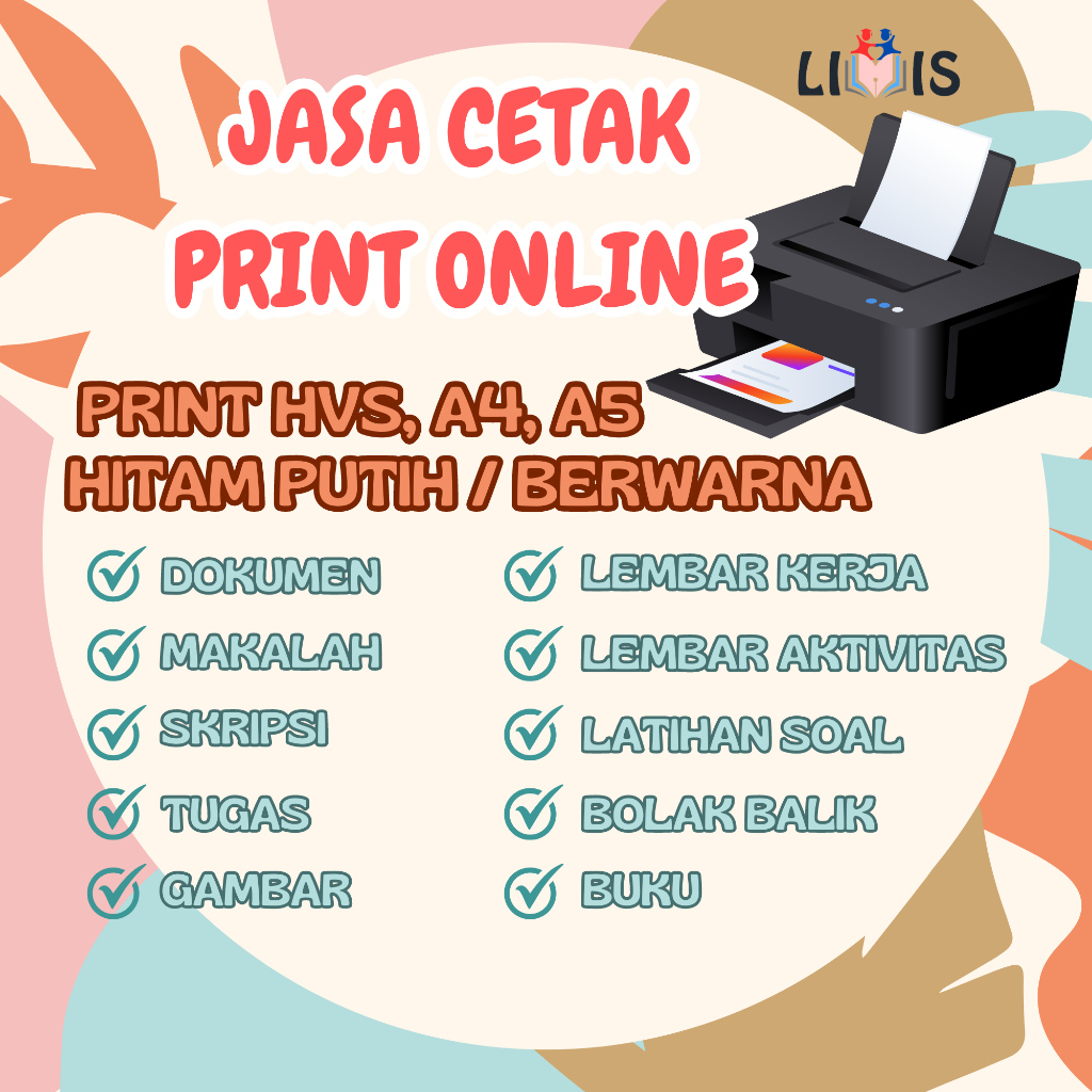 

JASA PRINT CETAK MURAH A4 80 gsm HITAM PUTIH/WARNA