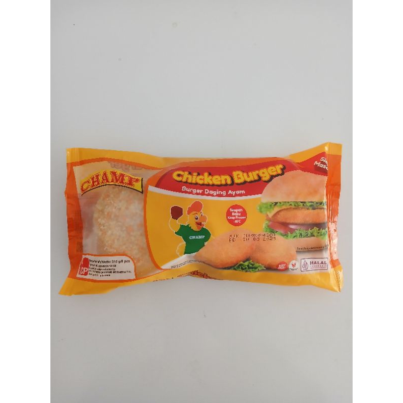 

champ chicken burger - burger daging ayam - frozen food