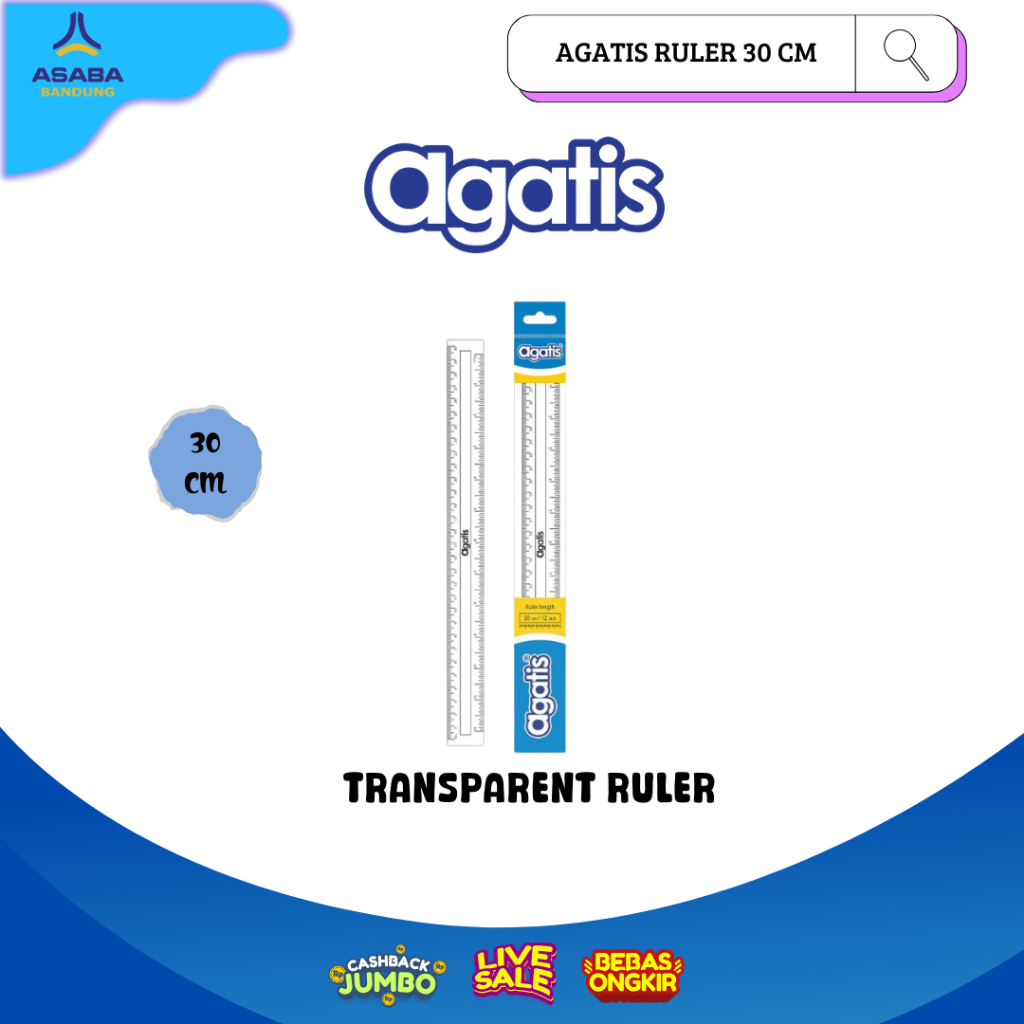 

Asaba Bandung - Agatis Penggaris Clear 30cm / Ruler Transparent
