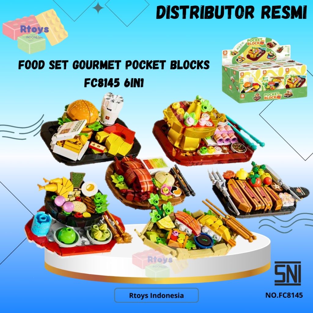 Mainan anak bricks menu food set gourmet pocket block rakit makanan