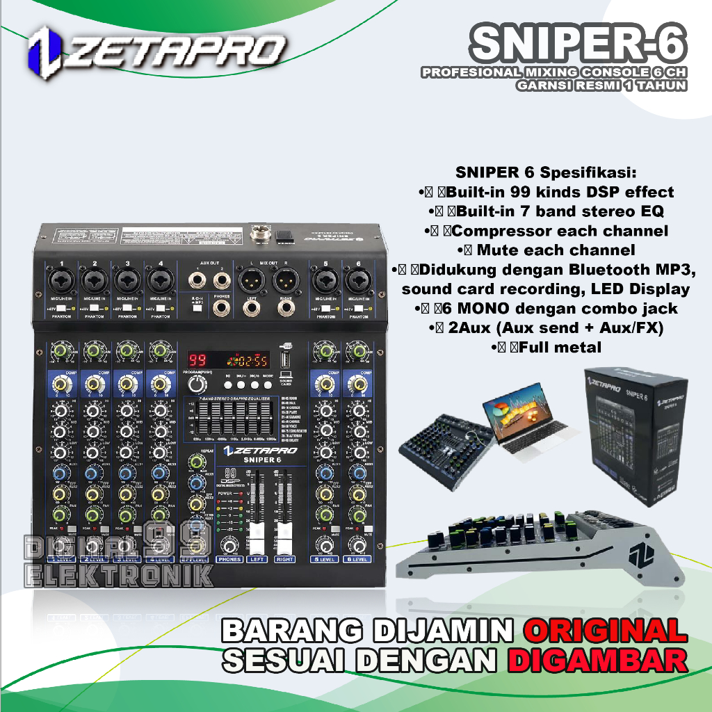 Mixer 6 Channel ZETAPRO SNIPER-6 | SNIPER 6 | SNIPER6 Original Barang Ready