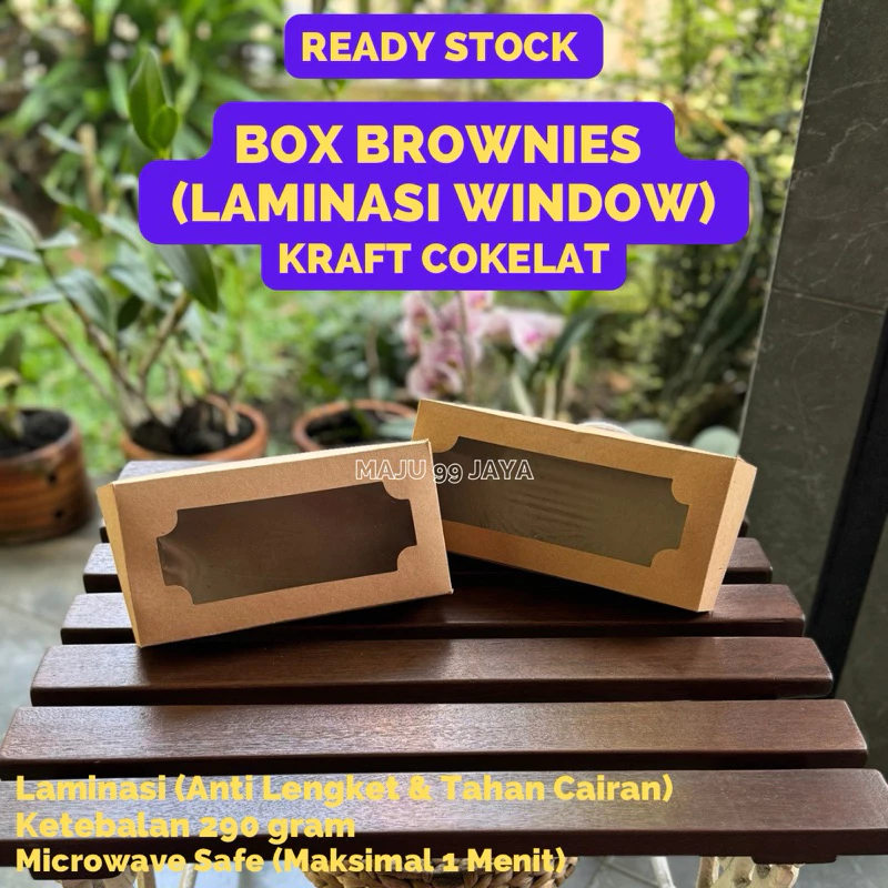 

Box Brownies Kotak Brownies Kraft Cokelat Laminasi Window ukuran 20x10x5 cm & 22x10x5 cm Ketebalan 290 gsm | Dus Kemasan Bolu Bolen
