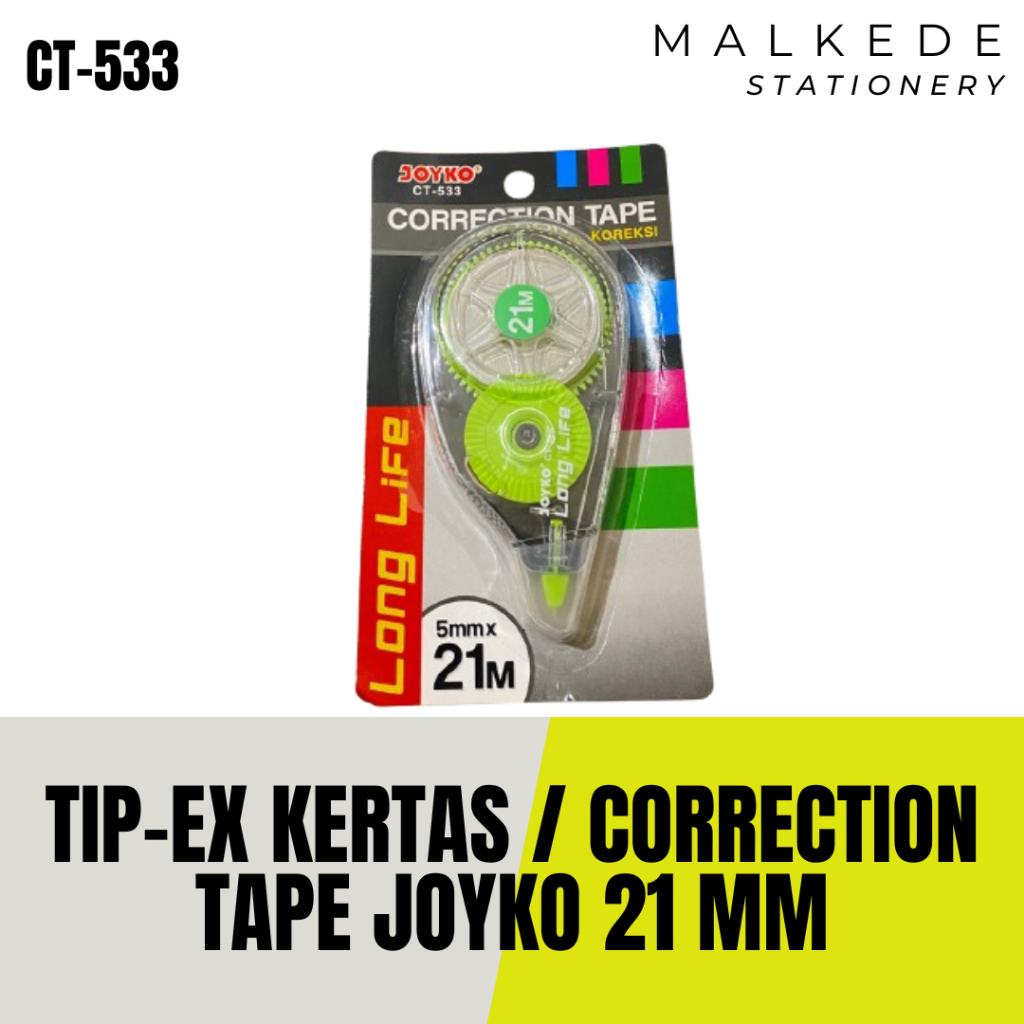 

TIP-EX KERTAS / CORRECTION TAPE JOYKO | CT-533 | 21M x 5MM