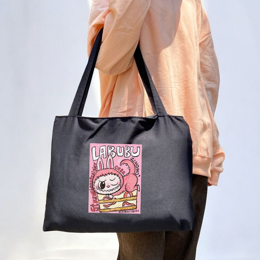 Totebag Landscape Labubu tas tote bag Resleting bahan kain drill fit laptop || Kiiyoomii ||